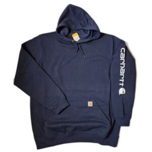Carhartt XL Tall Loose Fit Midweight Logo Sleeve Hoodie Navy K288